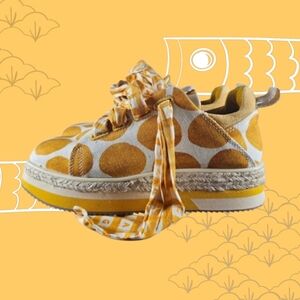 FARM Brasil Shabby Chic Maximalist Polka Dot Square Toe Platformed Shoes Sz 7